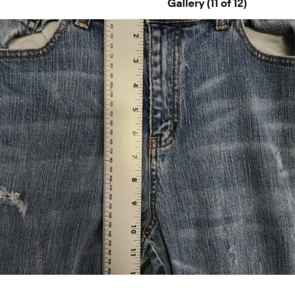 NY&Company Straight Leg Women's Size 10 Tall Blue Denim Distressed Stretch Jeans - Picture 11 of 12